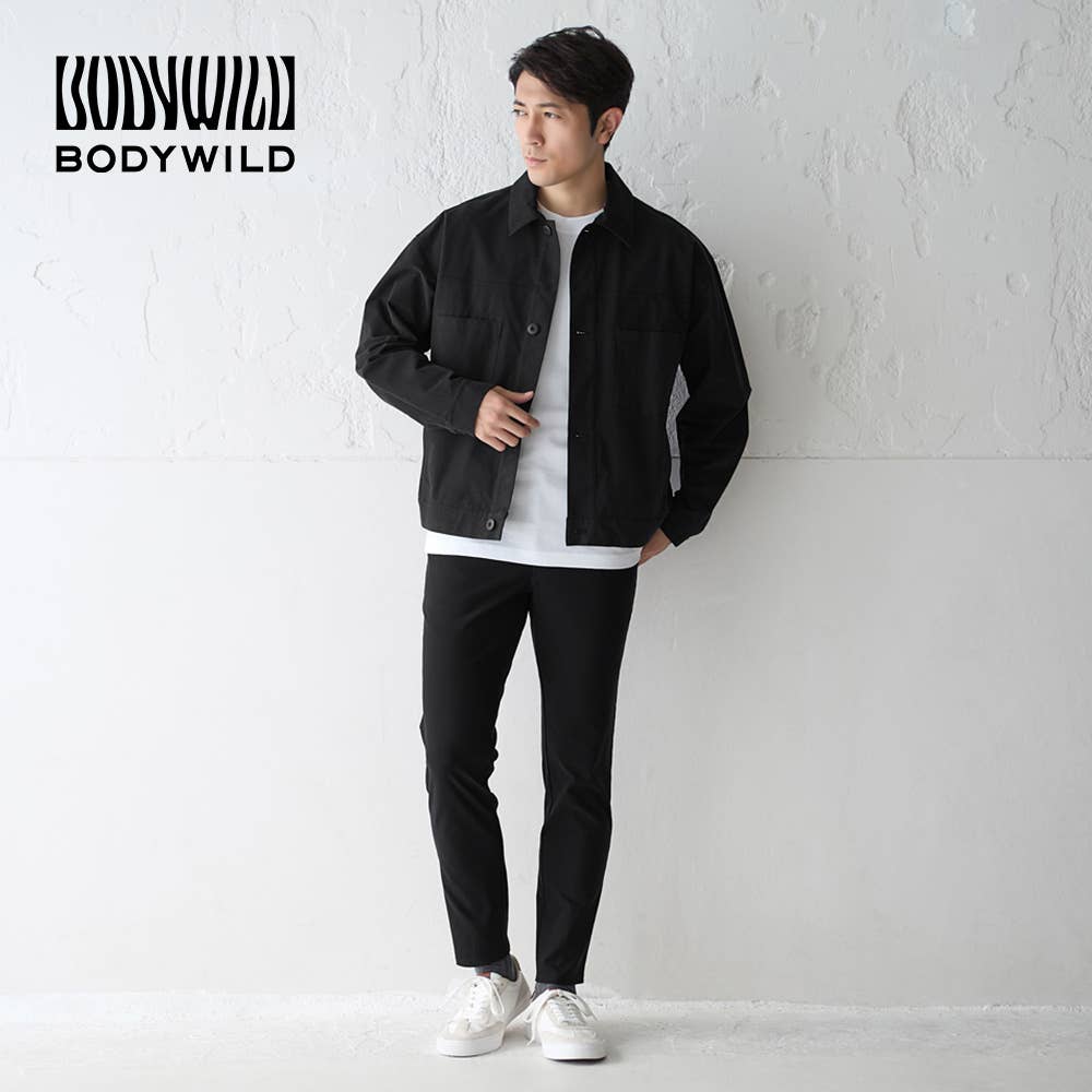 [Tapered] Zippered and belt loop dry rayon blend stretch pants [SALE]